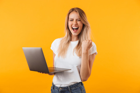 Woman Celebrating Getting A Good Deal